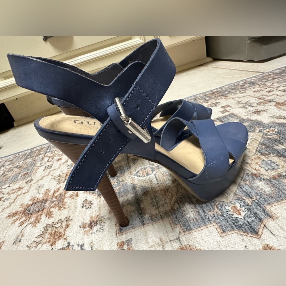 Denim blue and bamboo GUESS heels - BNWOT